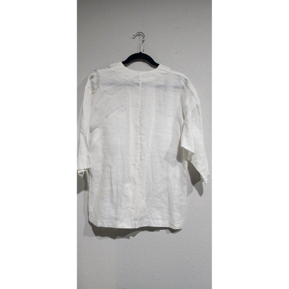 Vintage Jean Jones Shirt Chest Pockets Button Front Linen Top Lagenlook - Picture 8 of 11